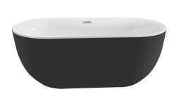 Ванна Aquatek Афина 170х78 см отдельностоящая, акрил, цвет белый глянцевый, фронтальная панель черная (без гидромассажа), овальная, со сливом, с ножками, универсальная