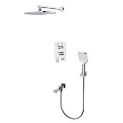 Душевая система Splenka S31.27 встраиваемая, цвет хром, комплект: однорычажный смеситель/излив/тропический душ прямоугольный (с верхней лейкой)/лейка/шланг, скрытый монтаж