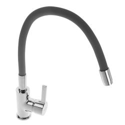 Смеситель для кухни/мойки Accoona, однорычажный, поворотный/гибкий, керамический, длина излива 303 мм, цинк, цвет серый/хром