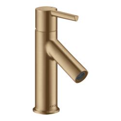 Смеситель для раковины Axor Starck 80, однорычажный, фиксированный излив, длина излива 8,6 см, керамический, латунь, цвет шлифованная бронза, со сливным гарнитуром