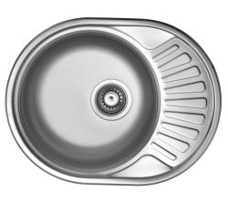 Мойка Ukinox Фаворит, 57х45 см, врезная, стальная, овальная, цвет нержавеющая сталь с декором, с отверстием под смеситель, слив-перелив, с крылом, левая/левосторонняя, для кухни Мойка Ukinox Фаворит, 57х45 см, врезная, стальная, овальная, цвет нержавеющая сталь с декором, с отверстием под смеситель, слив-перелив, с крылом, левая/левосторонняя, для кухни