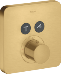 Смеситель для душа Axor ShowerSelect softsquare, термостатический, скрытого монтажа, 2 потребителя, настенный, без излива/шланга/лейки, квадратный, латунный, цвет шлифованное золото, с термостатом