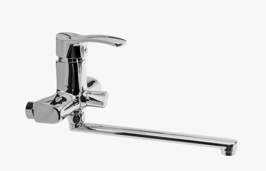 Смеситель для ванны/душа HAIBA однозахватный, хромированный, настенный, излив длинный, поворотный, латунь, цвет хром