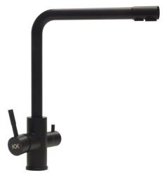 Смеситель для кухни/мойки Ukinox UM2197 - 26 с подключением фильтра для питьевой воды, однорычажный, поворотный, керамический, Г-образный излив, длина излива 255 мм, высота 308 мм нержавеющая сталь, цвет уголь