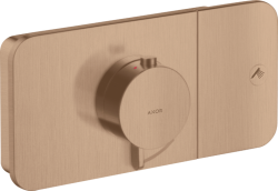 Смеситель для душа Axor One, термостатический, скрытого монтажа, 1 потребитель, настенный, без излива/шланга/лейки, прямоугольный, латунный, цвет шлифованное красное золото, с термостатом