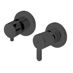 Смеситель для душа Cezares Leaf, встраиваемый, на 3 выхода, однорычажный, без излива, керамический, латунь, внутренний (скрытый монтаж), цвет черный матовый