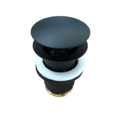 Донный клапан KLUDI клик-клак, круглый, металлический, цвет черный матовый, без перелива, для раковины/умывальника 1042639-00