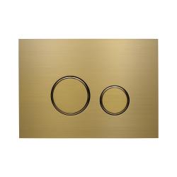 Кнопка смыва KK-POL Aquafiori Sfera прямоугольная, цвет золото матовое, нержавеющая сталь, клавиша управления для сливного бачка, инсталляции унитаза, двойная, механическая, панель, универсальная, размер 245х175х14 мм
