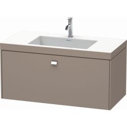 Тумба c раковиной Duravit Brioso, 100х48х50,2 см, подвесная, 1 выдвижной ящик, ДСП, цвет: базальт/хром /Vero Air, мебельная, прямоугольная, цвет белый, фарфоровая, без отверстия под смеситель, без перелива