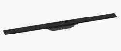 Решетка Hansgrohe RainDrain Flex 90, для пристенного монтажа, для душевого трапа, укорачиваемый, 90х6 см, цвет матовый черный, для душа в пол, нержавеющая сталь, прямоугольная