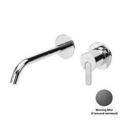 Смеситель для раковины Cezares Leaf, встраиваемый, однорычажный, длина излива 220 мм, неповоротный, керамический, латунь, цвет стальной матовый, с донным клапаном, внутренний/скрытый монтаж