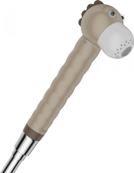 Лейка душевая Hansgrohe Jocolino "Лев" 2jet, детская, настенная, круглая, с 2 режимами, регулируемая, пластиковая, цвет бежевый, ручная, для душа/ванной