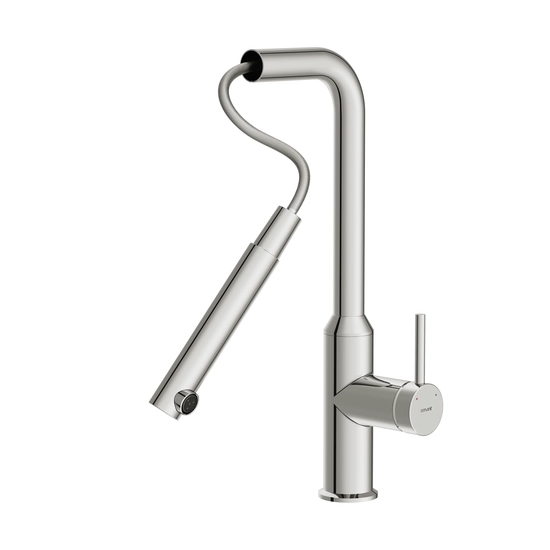 Смеситель для кухни/мойки Cersanit Flavis однорычажный, поворотный/выдвижной излив, керамический, высота 331 мм, длина 231 мм, латунь, цвет хром