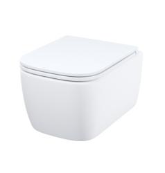 Унитаз подвесной IDDIS Bridge горизонтальный (прямой, в стену) выпуск, безободковый, с быстросьемным сиденьем микролифт, с крышкой (сиденье) дюропласт, цвет белый BRIRNSEi25