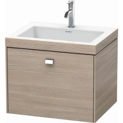 Тумба c раковиной Duravit Brioso, 60х48х50,2 см, подвесная, 1 выдвижной ящик, ДСП, цвет: сосна серебристая/хром /Vero Air, мебельная, прямоугольная, цвет белый, фарфоровая, 1 отверстие под смеситель, без перелива