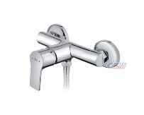 Смеситель для душа Teka Manacor однорычажный, керамический, настенный, без излива, с шлангом/лейкой, латунь хром