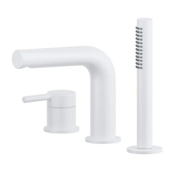 Смеситель для ванны/душа Excellent Pi, однорычажный, на борт ванны, керамический, поворотный, длина излива 180 мм, латунь, цвет белый матовый