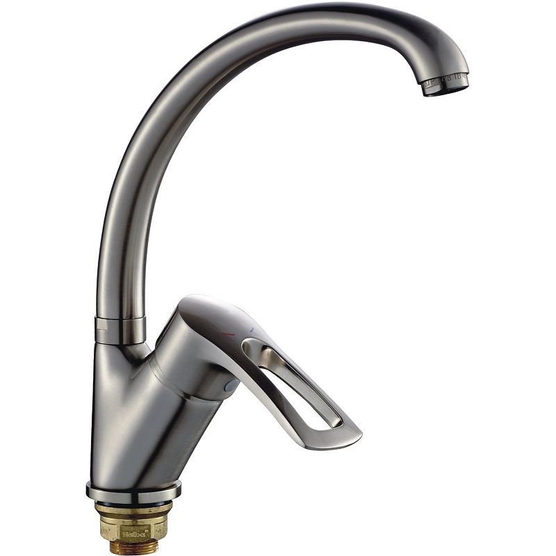 Смеситель для кухни/мойки HAIBA CRON однозахватный, поворотный, длина 238 мм, силумин, цвет сатин