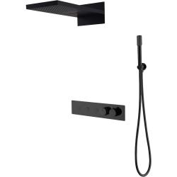 Душевая система Boheme Fusion, встраиваемая, цвет черный, комплект: термостатический смеситель/тропический душ (с верхней лейкой)/лейка/шланг, встраиваемый (скрытый) монтаж