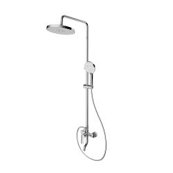 Душевая система Splenka S50.24 высота 1459 мм цвет хром, комплект: однорычажный смеситель/излив/тропический душ круглый (с верхней лейкой)/лейка/стойка/шланг, латунь