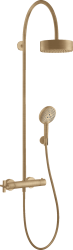 Душевая система Axor Citterio Showerpipe 180 1jet, высота 129,7 см, цвет: шлифованная бронза, комплект:  верхний душ/ручной душ/душевой термостат/душевой шланг/держатель для душа, наружного монтажа, настенная, латунная, для душа/ванной