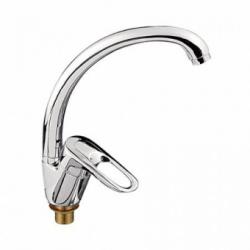 Смеситель для кухни/мойки Ledeme H04 однорычажный, керамический, с поворотным изливом, латунь, цвет хром, кухонный, хромированный, вертикальный, однорукий, одноручный, однозахватный, одноручковые, кран, комплект, сантехника, водопроводные, размер