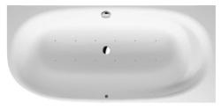 Ванна Duravit Cape Cod 190х90 см гидромассажная, пристенная, минеральное литье DuraSolid, цвет: белый, с ножками/сливом-переливом/фронтальной панелью, асимметричная/угловая, с системой гидромассажа Air-System, с одним наклоном для спины, правая