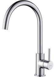 Смеситель для кухни/мойки Aquatek Европа однорычажный, поворотный, латунный, длина излива 205 мм, цвет хром