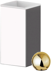 Стакан Cezares PRIZMA, настольный, металлический, форма прямоугольная, для зубных щеток в ванную/туалет/душевую кабину, цвет золото