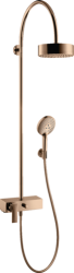 Душевая система Axor Citterio Showerpipe 180 1jet, высота 115,1 см, цвет: полированное красное золото, комплект: верхний душ/ручной душ/однорычажный смеситель для душа/шланг для душа/держатель для душа, наружного монтажа, настенная, латунная
