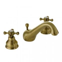 Смеситель для раковины Migliore Lady, двухвентильный, излив короткий, неповоротный, длина 135 мм, керамический, латунь, цвет бронза