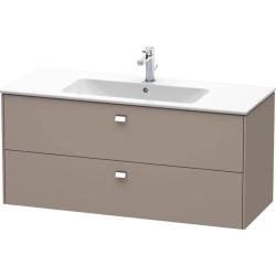 Тумба под раковину Duravit Brioso, 122х47,9x55,3 см, подвесная, 2 выдвижных ящика, ДСП, цвет: базальт/хром, шкафчик навесной, механизм доводчика, прямоугольная, правая/левая, в ванную комнату