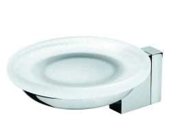Мыльница Am.Pm Admire с настенным держателем, цвет хром/белый матовый, металл/стекло, округлая, для душа/мыла, в ванную комнату