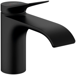 Смеситель для раковины Hansgrohe Vivenis 80, однорычажный, фиксированный, излив короткий, длина 13,3 см, керамический, латунь, цвет матовый черный, без донного клапана