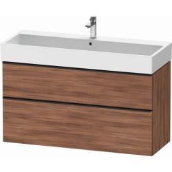 Тумба под раковину Duravit D-Neo, 118,4х44,2х62,5 см, подвесная, 2 выдвижных ящика, ДСП, цвет: орех матовый, шкафчик навесной, прямоугольная, правая/левая, в ванную комнату