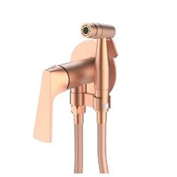 Смеситель с гигиеническим душем Raglo R07.52.33 встраиваемый, однорычажный, керамический, без излива, с гибким шлангом/лейкой, латунь, цвет матовая медь