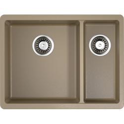 Мойка кухонная Omoikiri Kata 55-2-U-CA, две чаши, 42х55 см, врезная, из искусственного гранита (Artgranit), прямоугольная, цвет карамель, без отверстия под смеситель, без крыла, слив-перелив, врезная в столещницу, для кухни