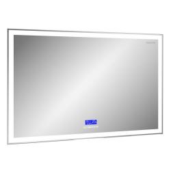 Зеркало Azario Сантана, 100х80 см, с LED/ЛЕД-подсветкой, с диммером, с подогревом, часы, прямоугольное, выключатель сенсорный, для ванны, навесное/подвесное/настенное