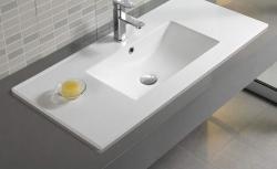 Раковина для ванной CeramaLux 9070Е 71х17х46 встраиваемая, прямоугольная, керамическая/фарфоровая, цвет белый, с отверстием под смеситель, слив-перелив