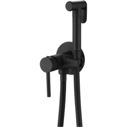 Смеситель с гигиеническим душем ABBER Wasser Kreis, встраиваемый, однорычажный, керамический, без излива, с гибким шлангом/лейкой, латунь, цвет черный матовый