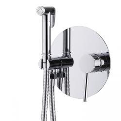 Смеситель с гигиеническим душем ABBER Emotion встраиваемый, однорычажный, керамический, без излива, с гибким шлангом/лейкой, латунь, цвет хром AF8826