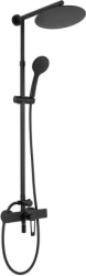 Душевая система REA ALDI, высота 135 см, цвет черный матовый, комплект: смеситель однорычажный/тропический душ (с верхней лейкой)/стойка/лейка/шланг