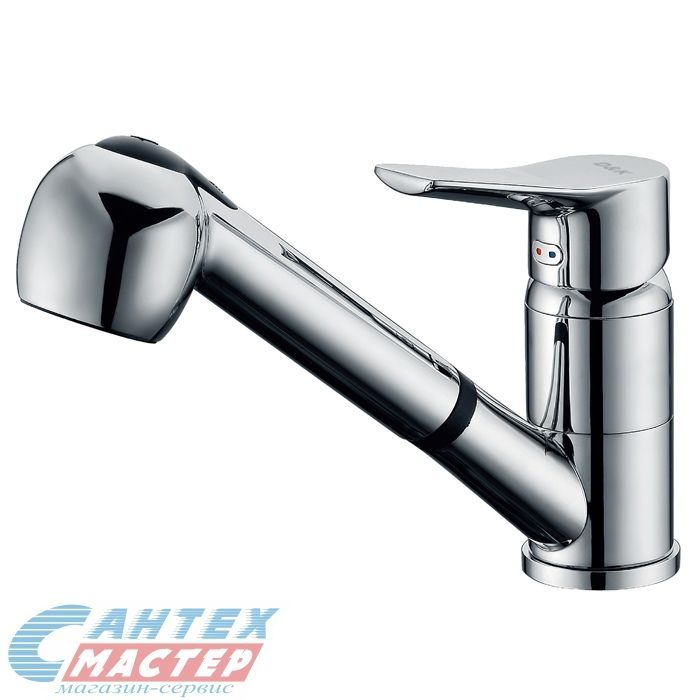 Смеситель для кухни/мойки D&K Mosel Rhein однорычажный, керамический, с выдвижной лейкой, длина 179 мм, латунь, цвет хром, кухонный, хромированный, кран, комплект, сантехника, водопроводные, размер, характеристики, высота, расстояние, длина