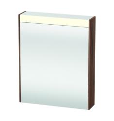 Зеркальный шкаф Duravit Brioso, 62х76х14,8 см, подвесной, цвет: орех матовый, зеркало с подсветкой LED/ЛЭД, выключатель/розетка, с 1 распашной дверцей/одностворчатый, 2 стеклянные полки, прямоугольный, левый