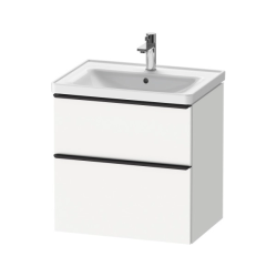 Тумба под раковину Duravit D-Neo, 63,4х45,2х62,5 см, подвесная, 2 выдвижных ящика, ДСП, цвет: белый матовый, шкафчик навесной, прямоугольная, правая/левая, в ванную комнату