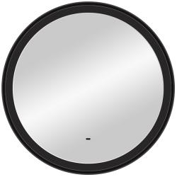 Зеркало Континент "Planet Black Led", 70х70 см, с LED/ЛЕД-подсветкой, цвет рамы: черный, круглое, выключатель бесконтактный, для ванны, навесное/подвесное/настенное