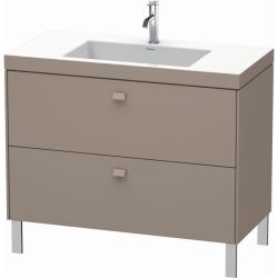 Тумба c раковиной Duravit Brioso, 100х48х70,1 см, напольная, 2 выдвижных ящика, ДСП, цвет: базальт /Vero Air, мебельная, прямоугольная, цвет белый, фарфоровая, с площадкой под смеситель, без перелива