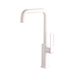 Смеситель для кухни/мойки IDDIS Slide, однорычажный, поворотный, керамический картридж, длина излива 200 мм, латунь, цвет белый матовый