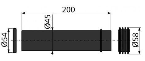 Впускной патрубок для унитаза Alcaplast M901 45х58х25  (прокл.+вывод+гофр.прокладка) черный