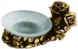 Мыльница настольная Art&Max Rose, цвет: бронза, латунь/стекло, форма округлая, для душа/ванны/мыла, в ванную комнату, под мыло, мыльница, на стол